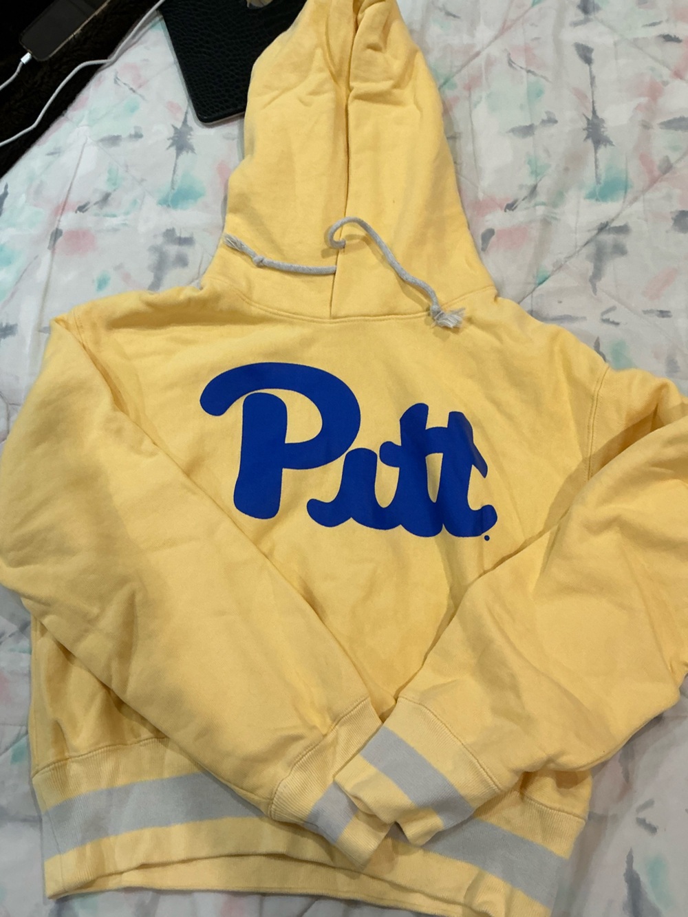 Champion Yellow Hoodie with Blue Logo Tag